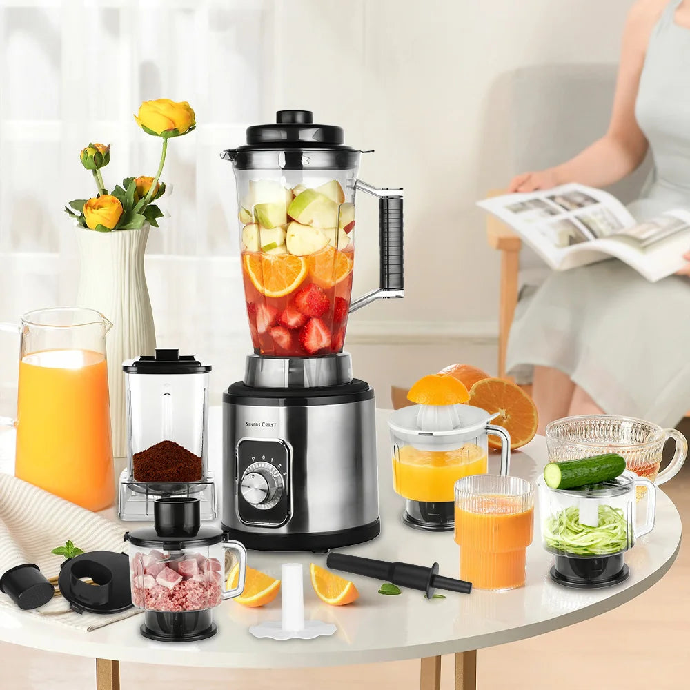 7 in 1 Multifunctional Juicer Home Electric Blender Fresh Fruit Food Processor Meat Mixer High Power Shakes Smoothie Ice Crusher