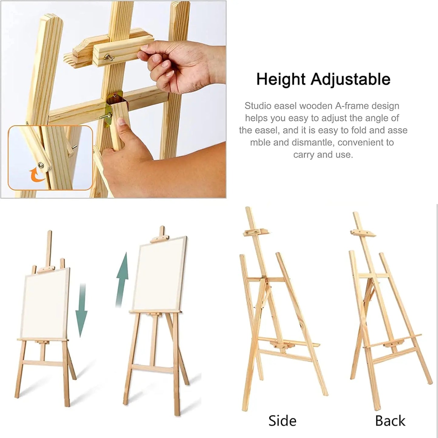 Artist Easel, Wooden A-Frame Easel, Studio Easel, 1.5m, Adjustable Drawing Holder, Canvas Stand, Portable Easel