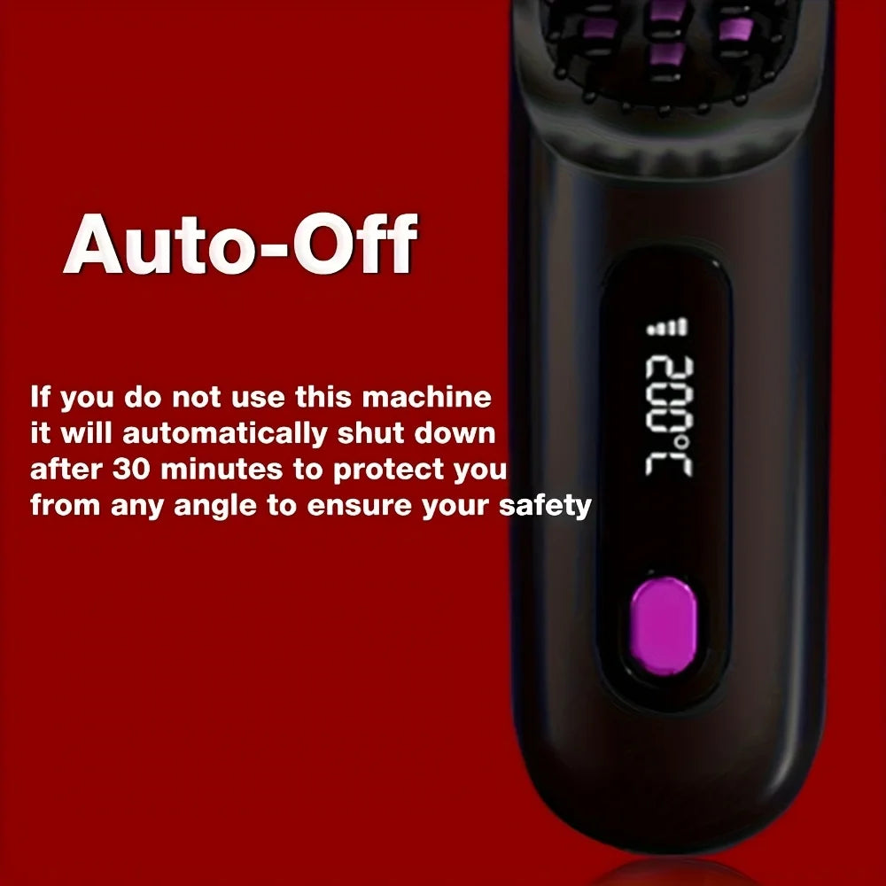 Cordless Hair Straightener Brush 3-Temperature Adjustable Electric Negative Ions Anti-Scald Straightening Comb Hair Styling Tool