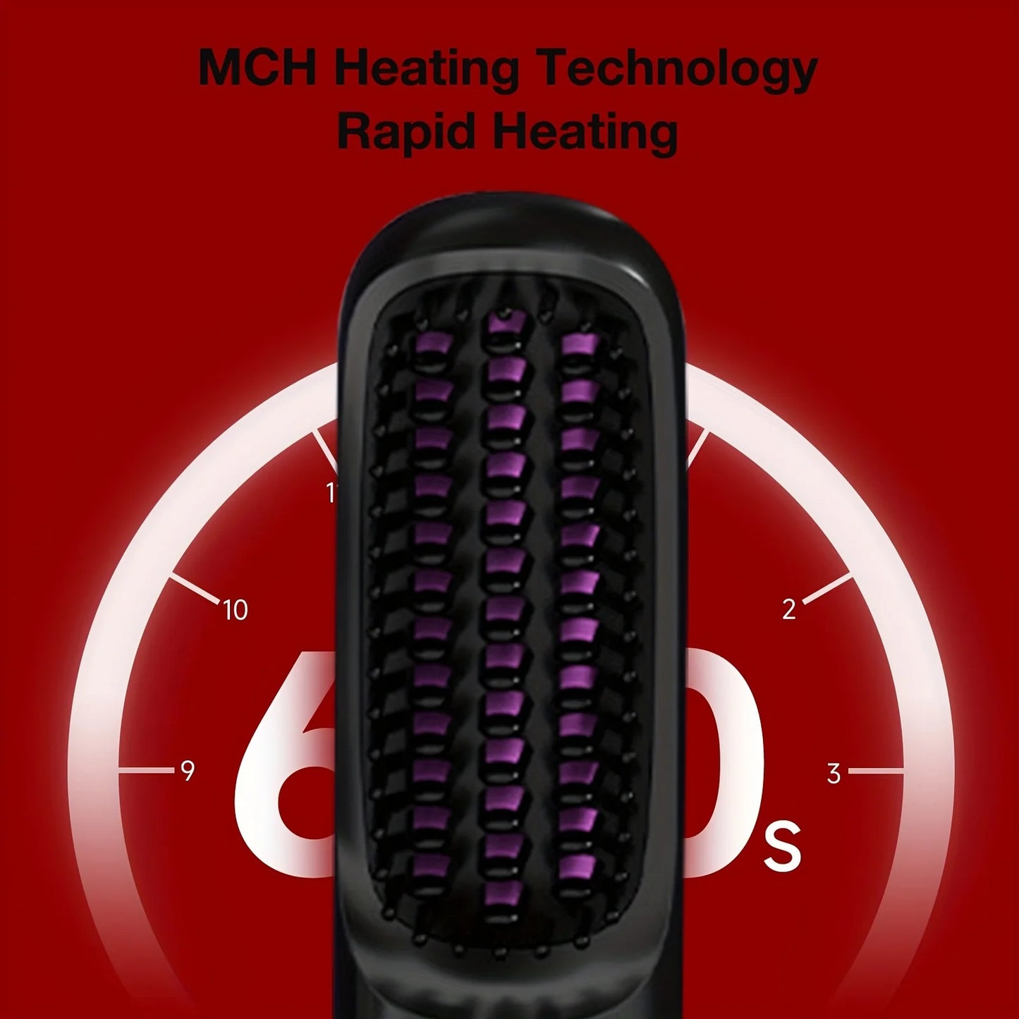 Cordless Hair Straightener Brush 3-Temperature Adjustable Electric Negative Ions Anti-Scald Straightening Comb Hair Styling Tool