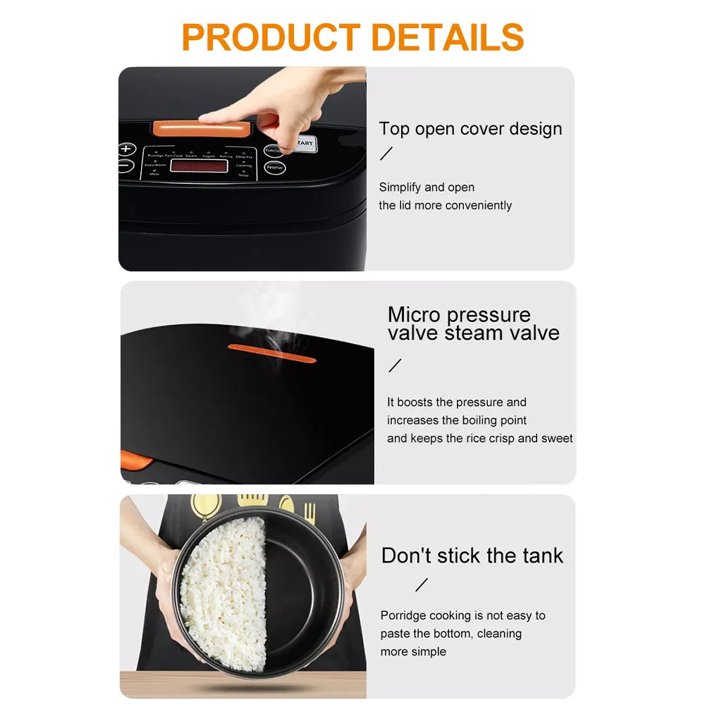 Electric Rice Cooker 5L Smart Household Multi-Cooker Heat Preservation Stewing Rice Cooker Fine Cook Quick Boiling Rice Cooker