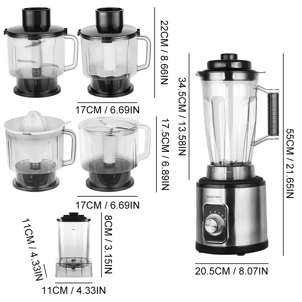 7 in 1 Multifunctional Juicer Home Electric Blender Fresh Fruit Food Processor Meat Mixer High Power Shakes Smoothie Ice Crusher