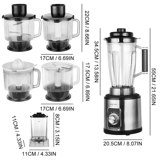 7 in 1 Multifunctional Juicer Home Electric Blender Fresh Fruit Food Processor Meat Mixer High Power Shakes Smoothie Ice Crusher