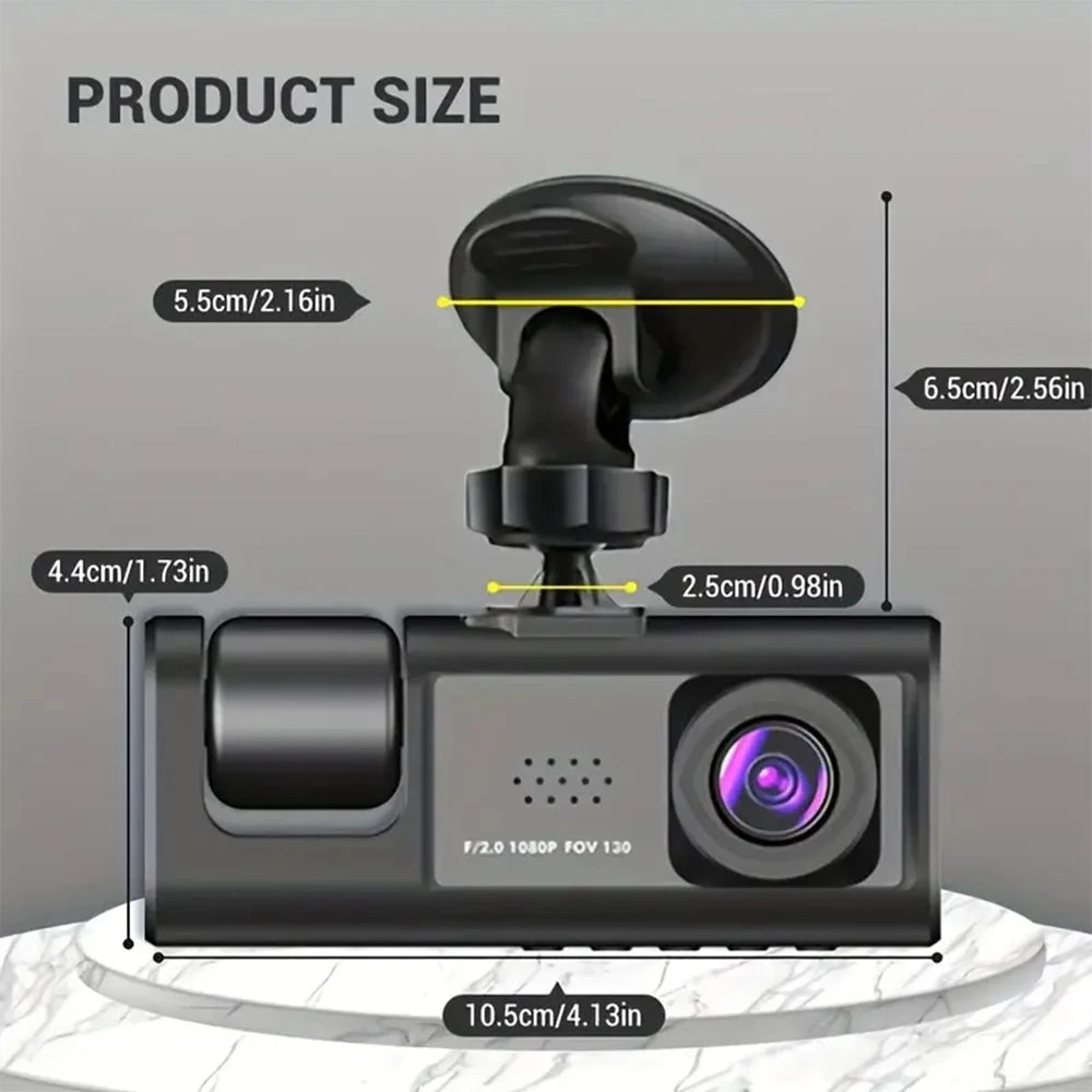 3 Channel Car Camera IR Night Vision 1080P 3-Lens Inside Vehicle Dashcam With 32GB Memory Card Loop Recording Car DVRs Camera