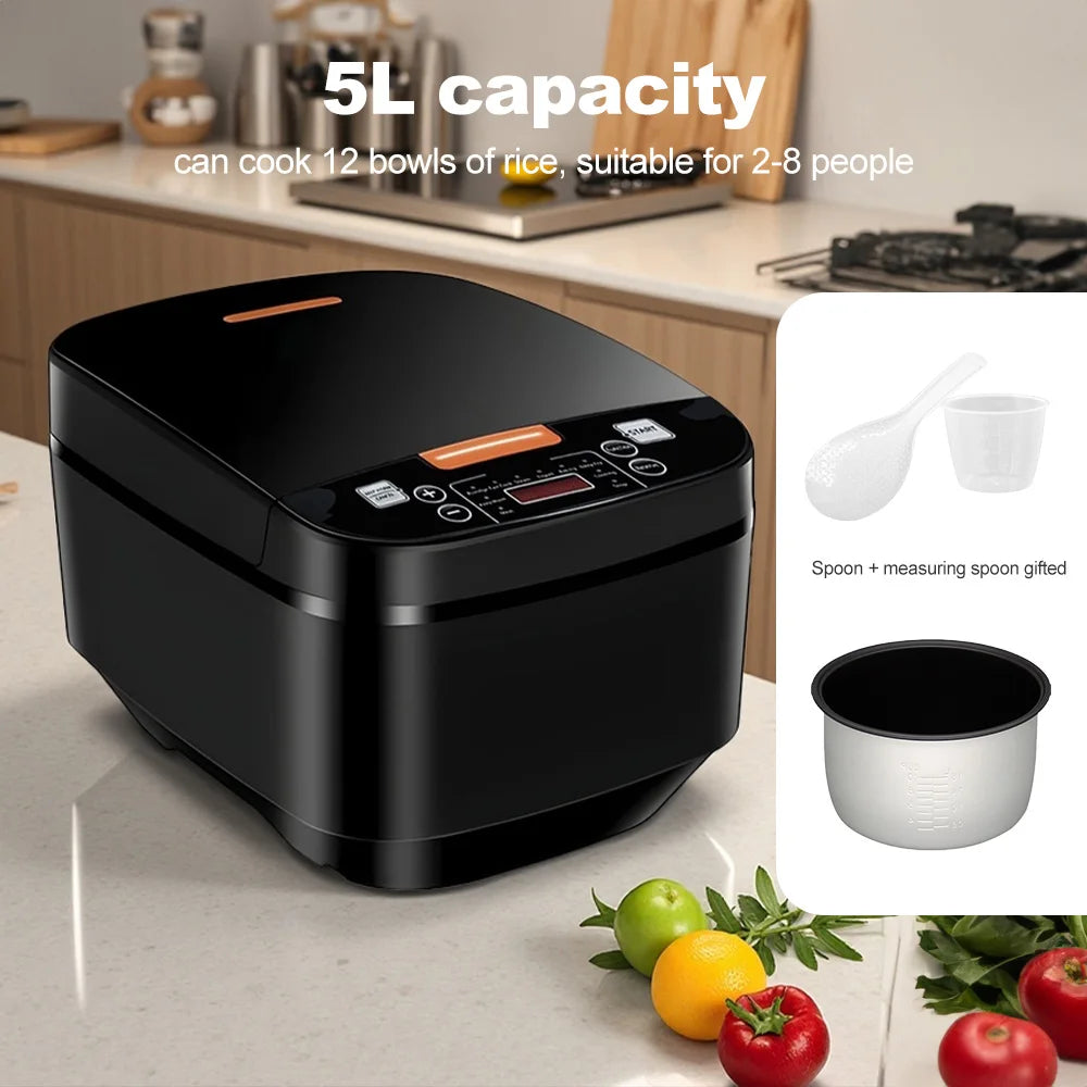 Electric Rice Cooker 5L Smart Household Multi-Cooker Heat Preservation Stewing Rice Cooker Fine Cook Quick Boiling Rice Cooker