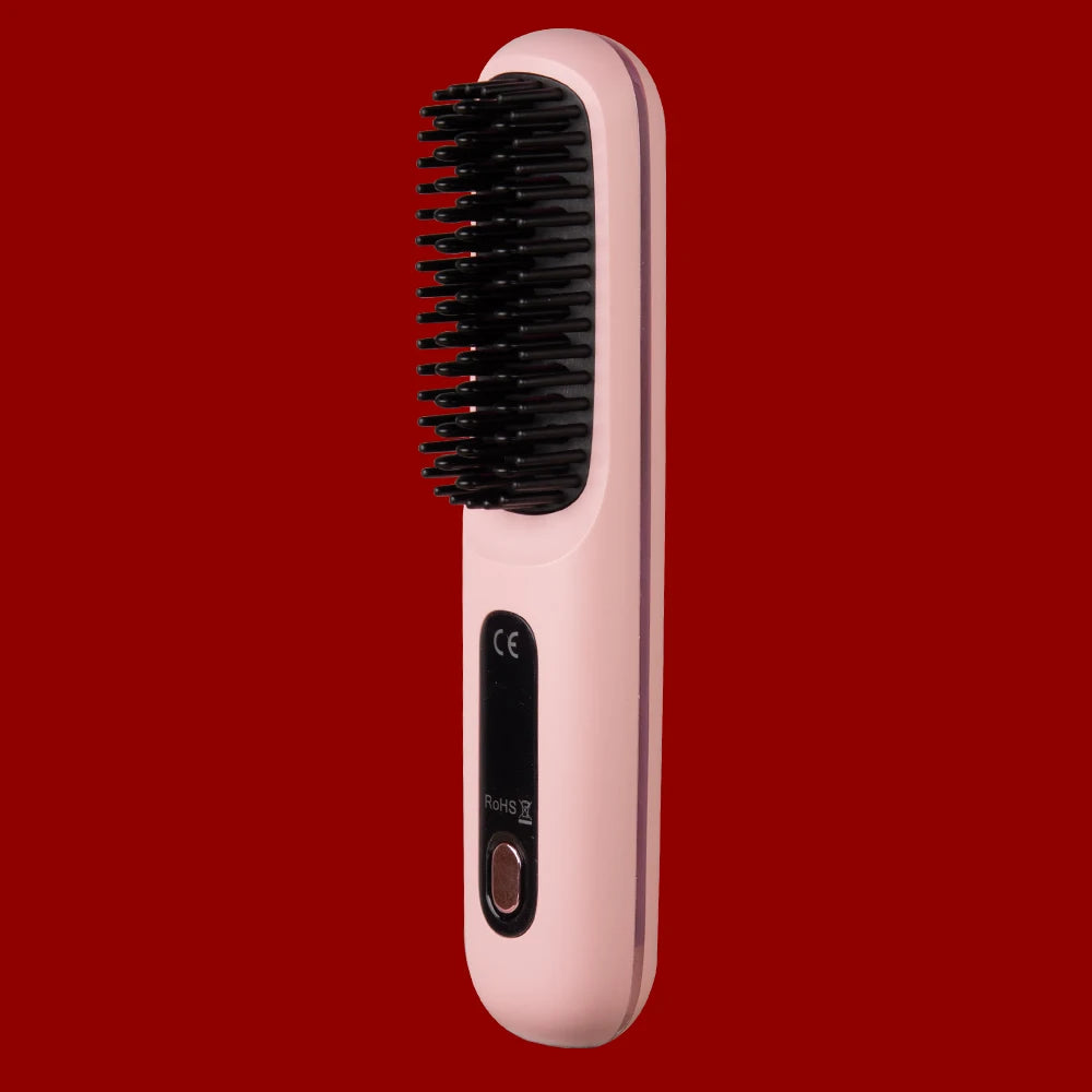 Cordless Hair Straightener Brush 3-Temperature Adjustable Electric Negative Ions Anti-Scald Straightening Comb Hair Styling Tool