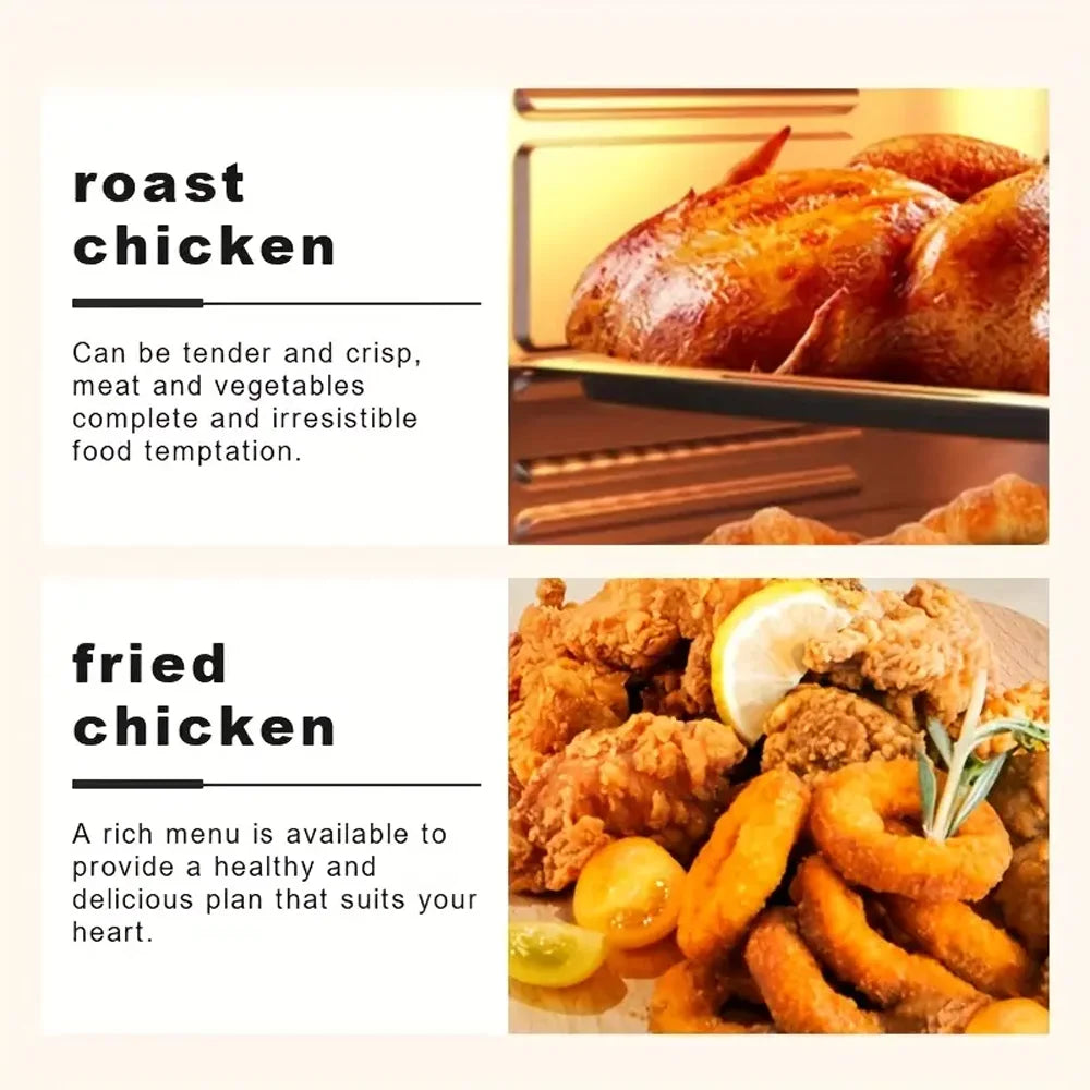 10L Large Capacity Electric Oven Oil-free Automatic Household Multi-Functional Visible Air Fryer For Baking Roasting Steaming