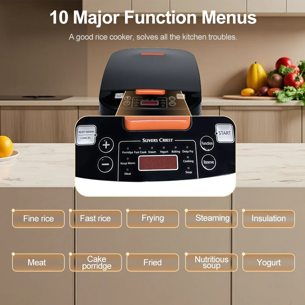Electric Rice Cooker 5L Smart Household Multi-Cooker Heat Preservation Stewing Rice Cooker Fine Cook Quick Boiling Rice Cooker