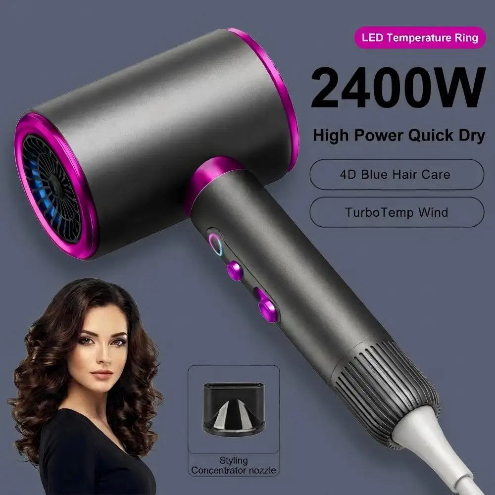 2400W Powerful Negative Ion Hair Dryer High Speed Hairdryer Thermo-Control Fast Dry Home Blow Dryer Hair Care Salon Styling Tool