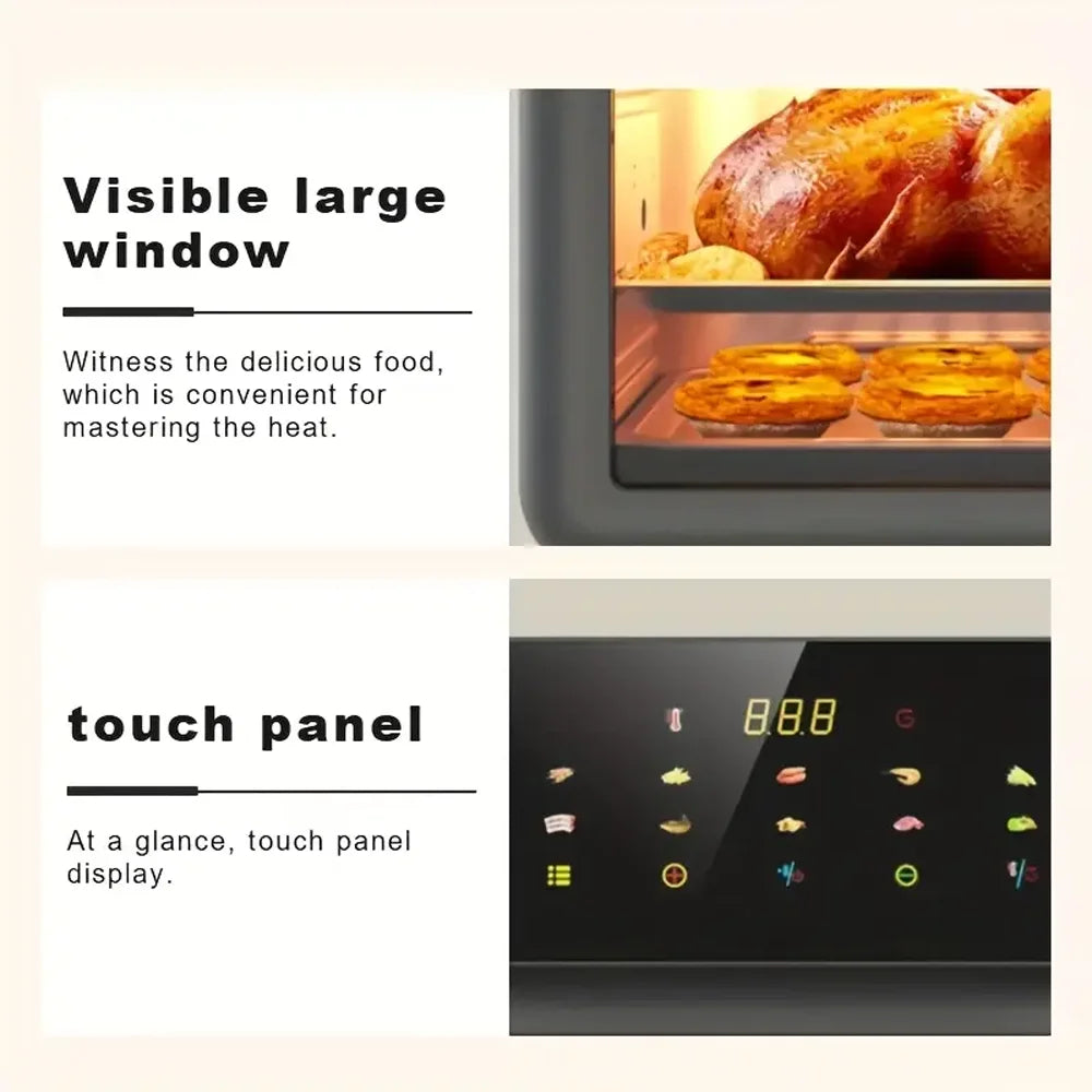 10L Large Capacity Electric Oven Oil-free Automatic Household Multi-Functional Visible Air Fryer For Baking Roasting Steaming