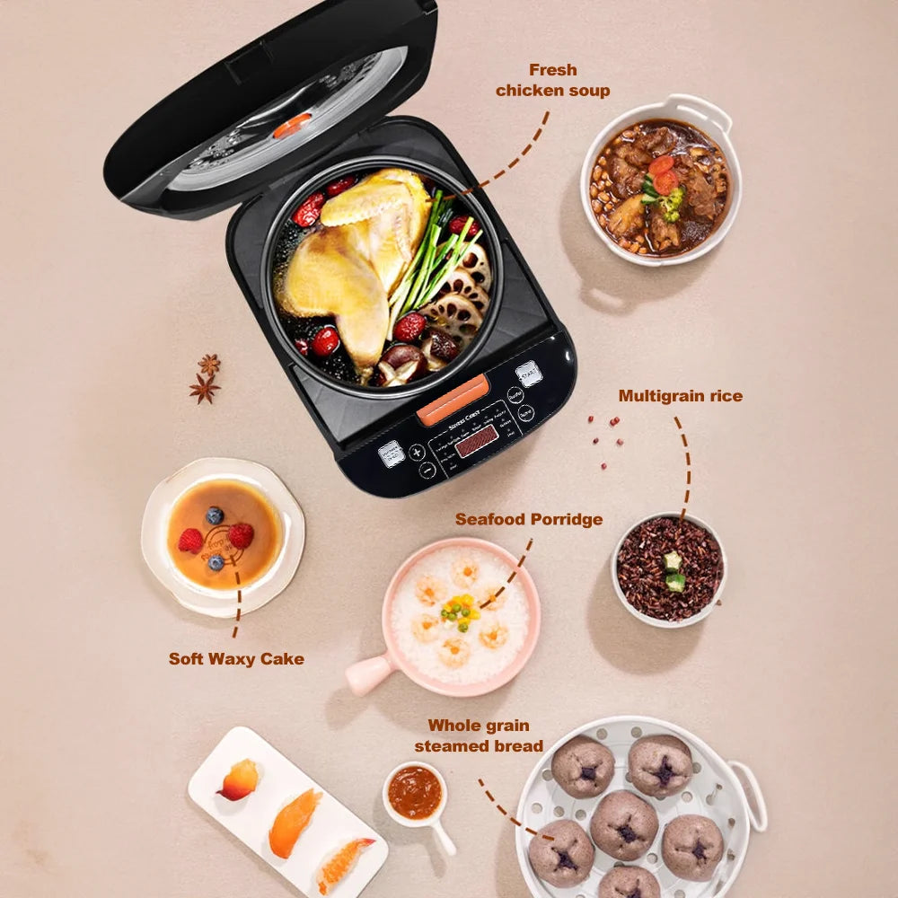 Electric Rice Cooker 5L Smart Household Multi-Cooker Heat Preservation Stewing Rice Cooker Fine Cook Quick Boiling Rice Cooker