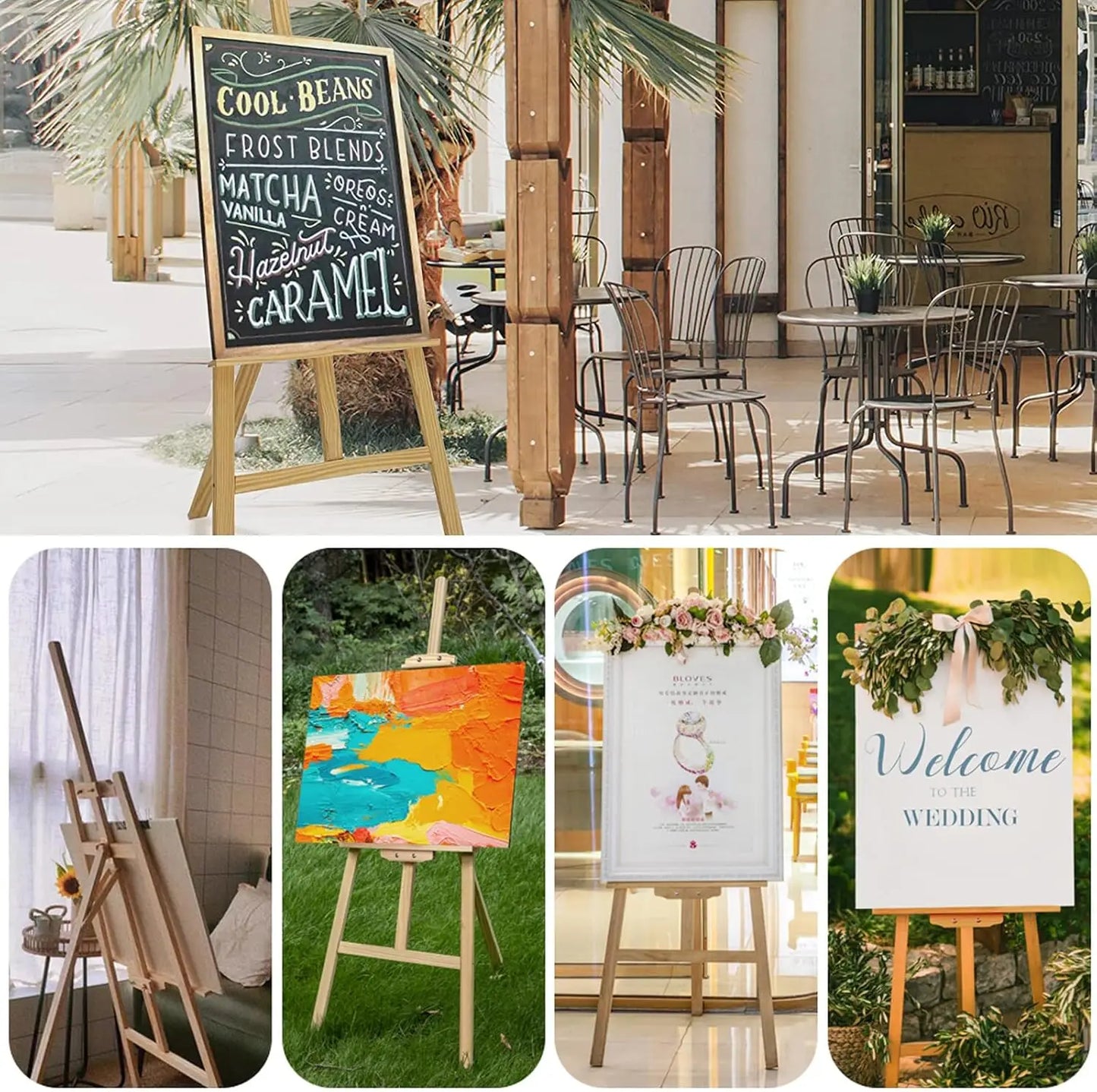 Artist Easel, Wooden A-Frame Easel, Studio Easel, 1.5m, Adjustable Drawing Holder, Canvas Stand, Portable Easel