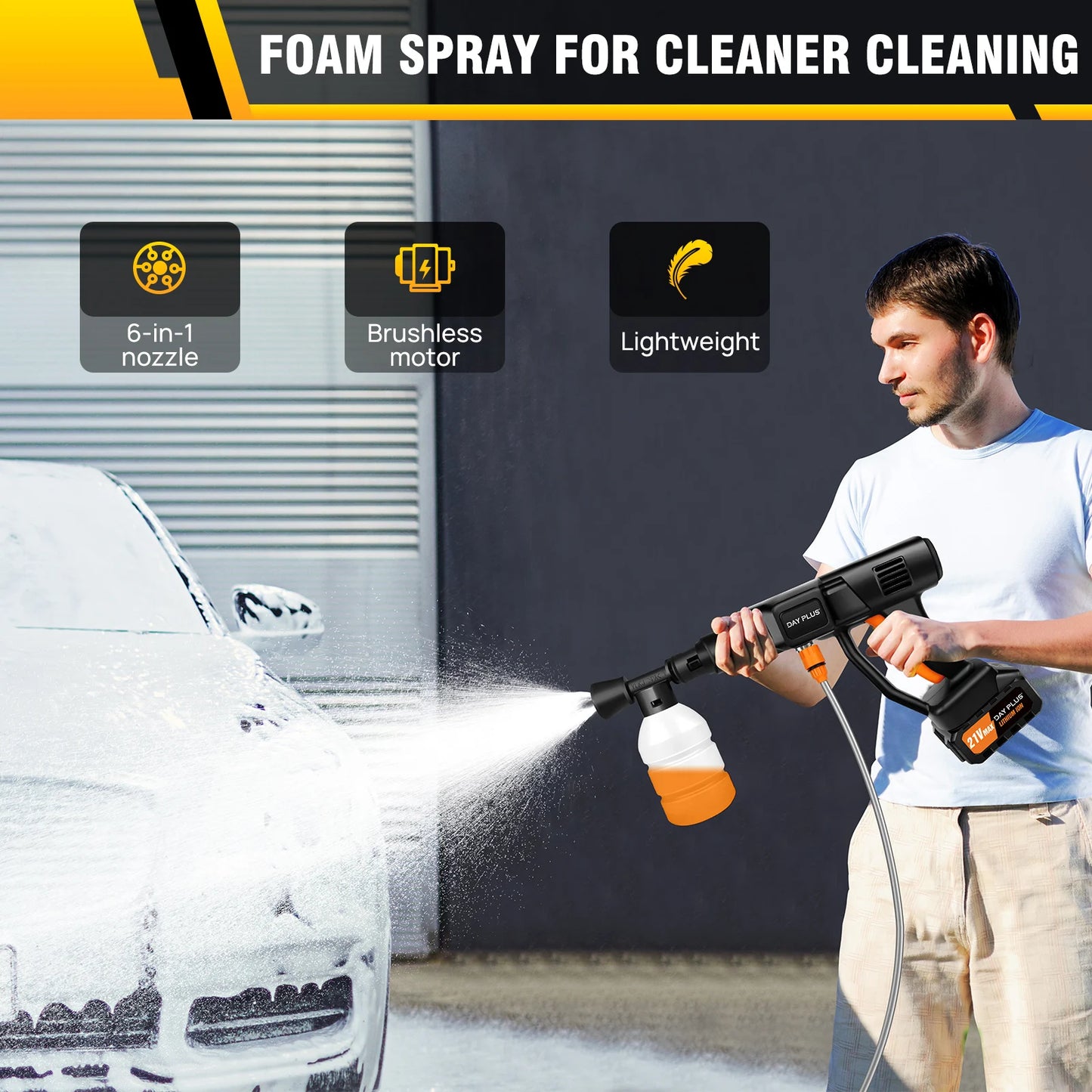 Cordless Pressure Washer – 6-in-1 Portable Power Washer with 4.0Ah Battery