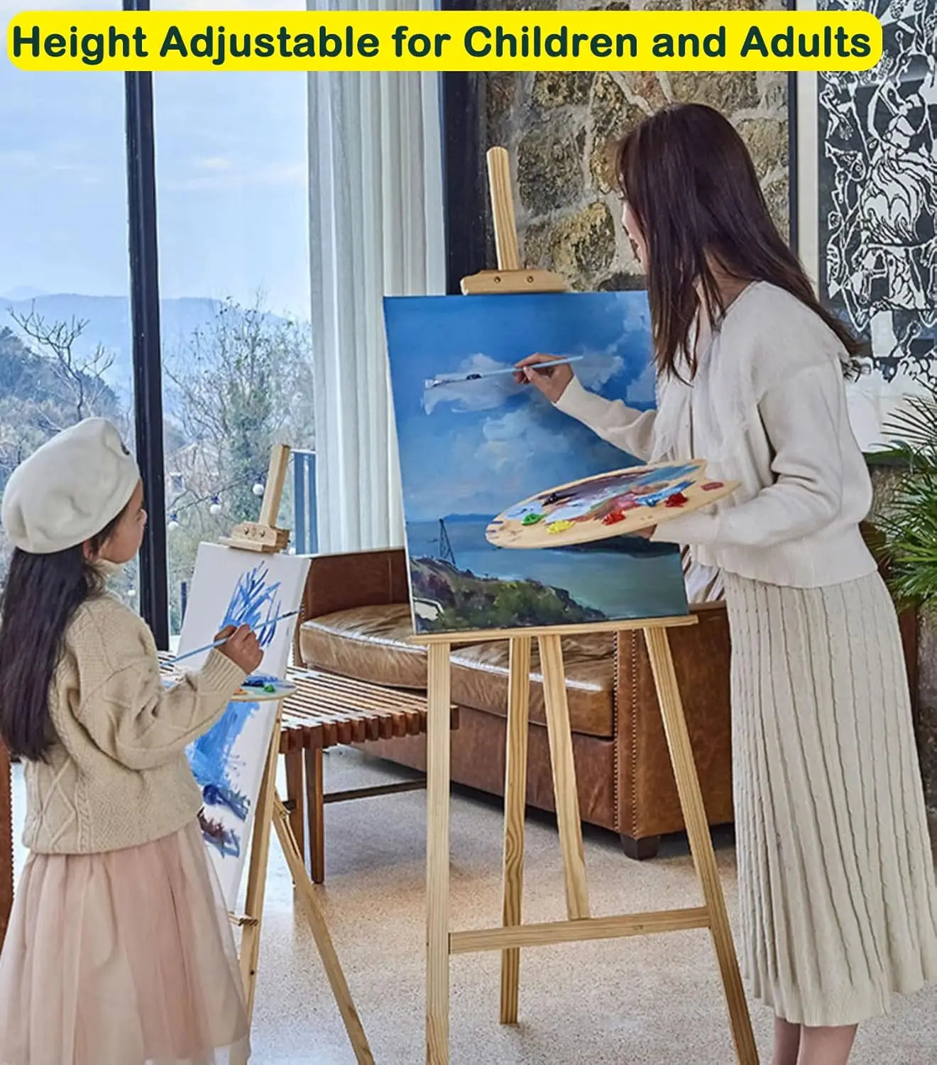 Artist Easel, Wooden A-Frame Easel, Studio Easel, 1.5m, Adjustable Drawing Holder, Canvas Stand, Portable Easel