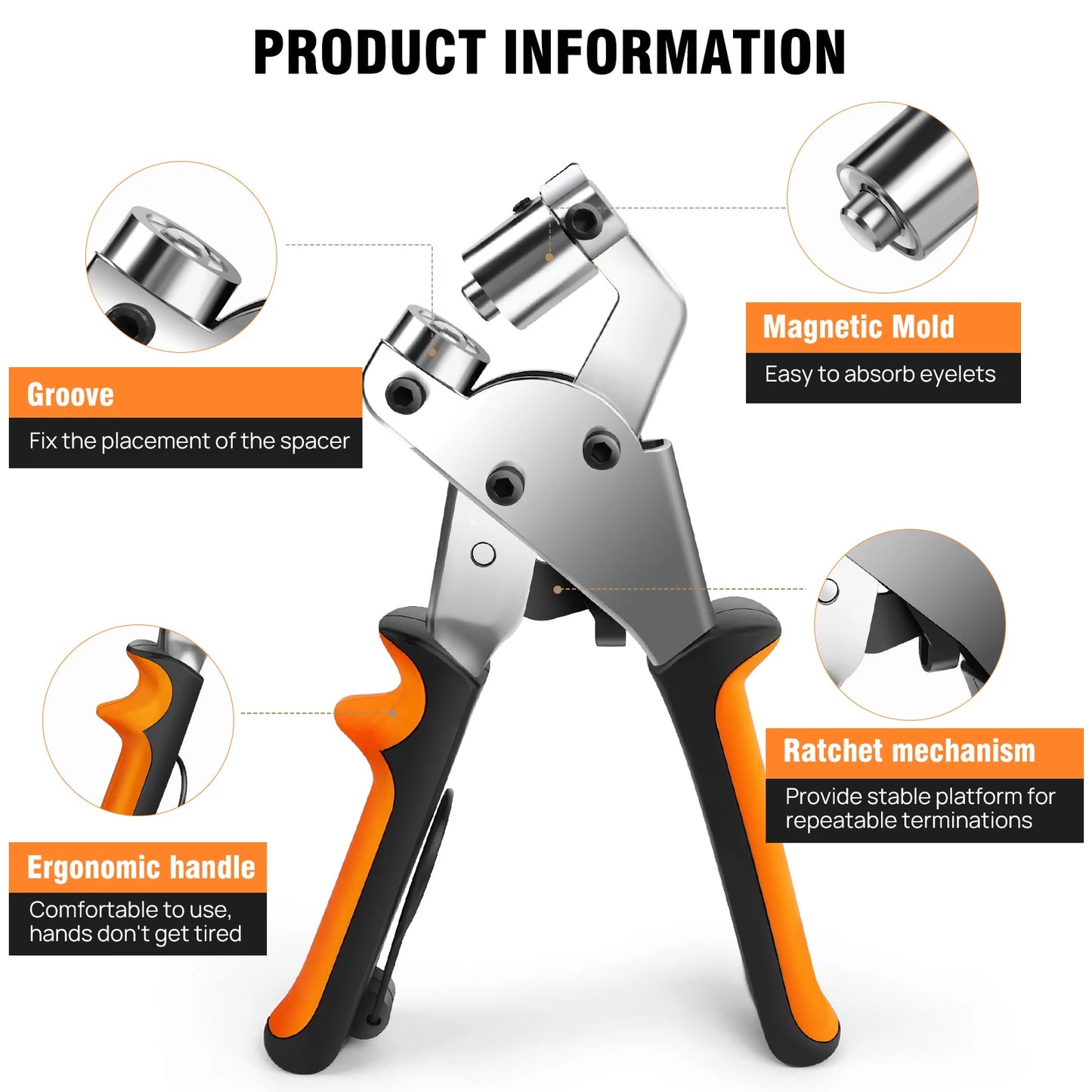 Heavy Duty Grommet Tool Kit, 500 pcs 3/8 Inch 10mm Grommets, Grommet Kit, Eyelet Tool, Punching Machine for Tarp, Fabric, Banner