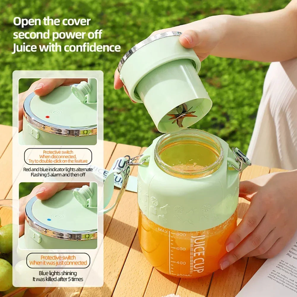 2025 800ML High-capacity Electric Blenders 6/12 Blades 1200mah Juice Maker Blender Cup Smoothies/Ice Fruits/Nuts Blender Bottle