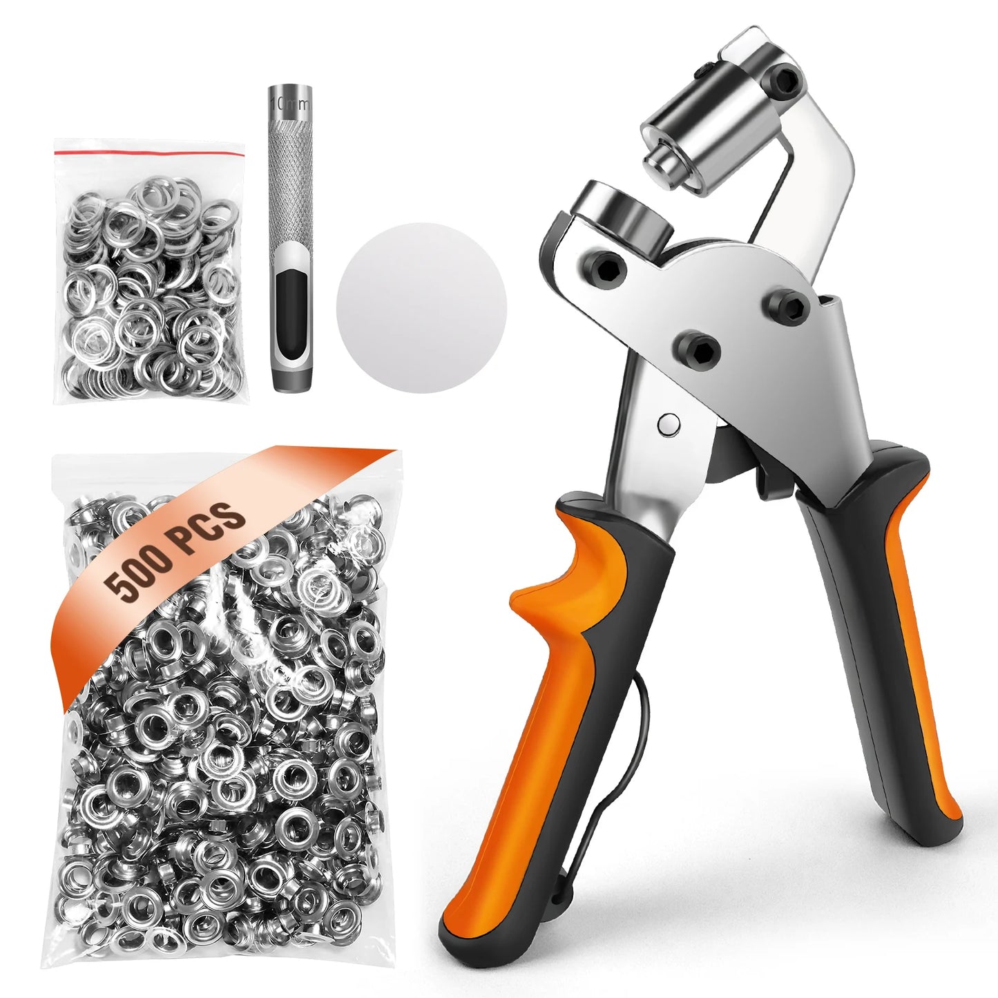 Heavy Duty Grommet Tool Kit, 500 pcs 3/8 Inch 10mm Grommets, Grommet Kit, Eyelet Tool, Punching Machine for Tarp, Fabric, Banner