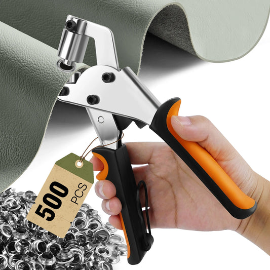 Heavy Duty Grommet Tool Kit, 500 pcs 3/8 Inch 10mm Grommets, Grommet Kit, Eyelet Tool, Punching Machine for Tarp, Fabric, Banner