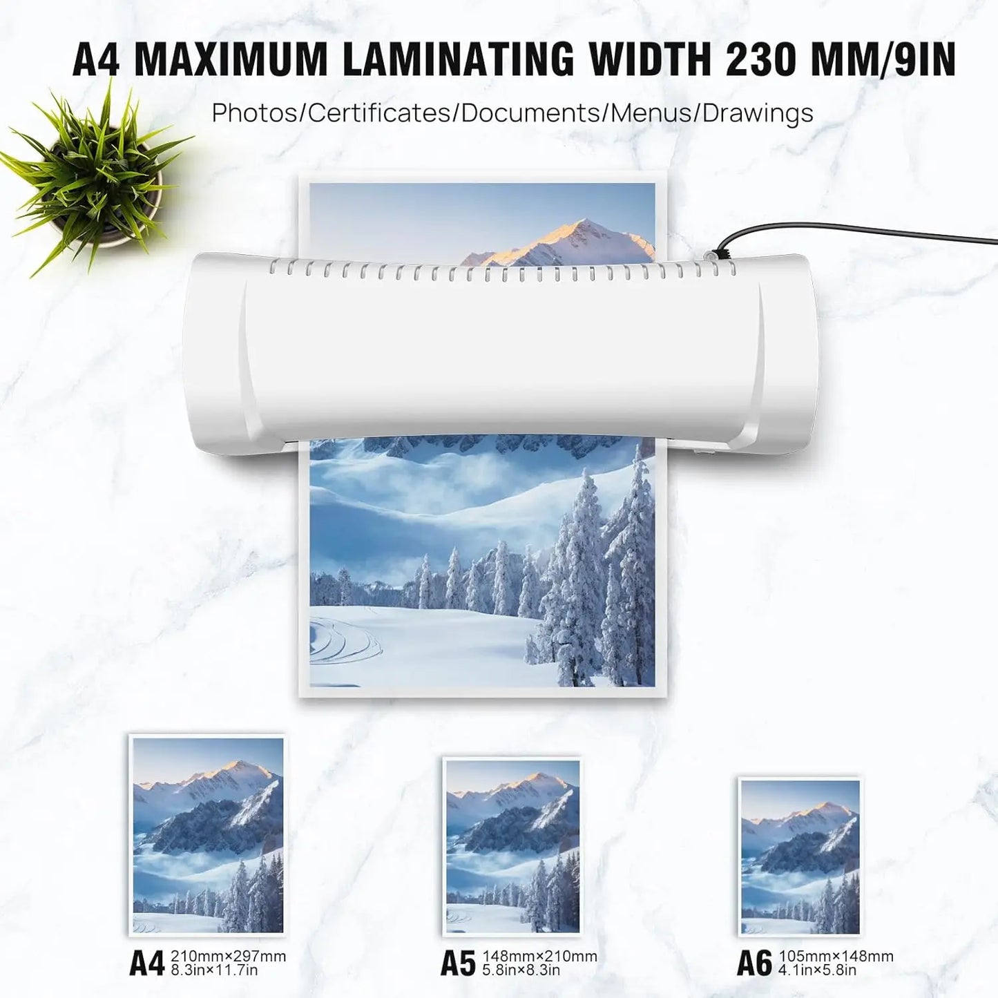 Laminating machine, A4 A5 A6 laminating machine Hot & Cold Laminator fast preheating No Bubbles for School & Home