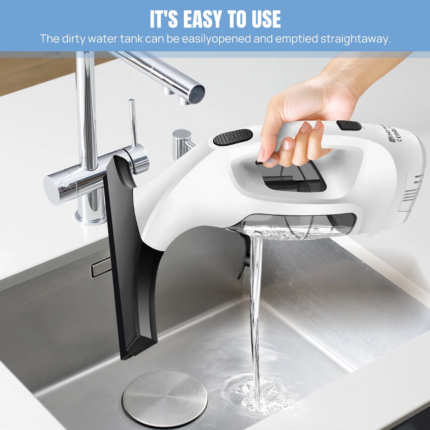 Cordless Window Vac, Electric Squeegee Window Streak-Free Cleaning, Condensation Removal, 50 min Running Time, Compact Portable