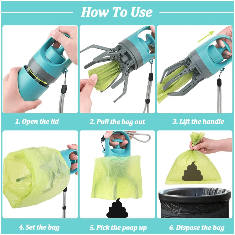 Portable Dog Pooper Scooper with Built-in Bag Dispenser