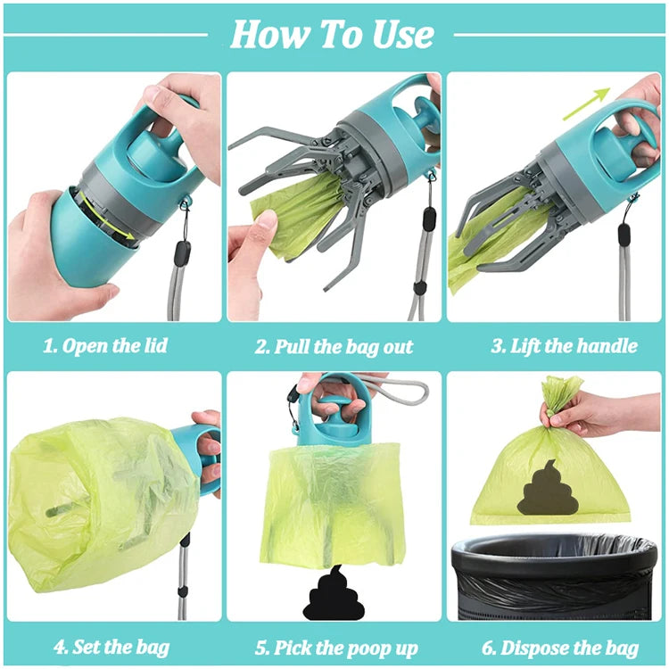 Portable Dog Pooper Scooper with Built-in Bag Dispenser