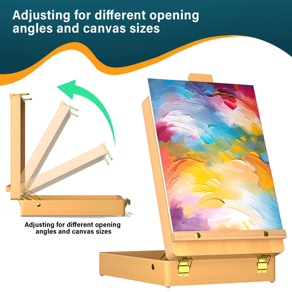 Wooden Tabletop Easel with Storage Drawers – Foldable Artist Easel Box