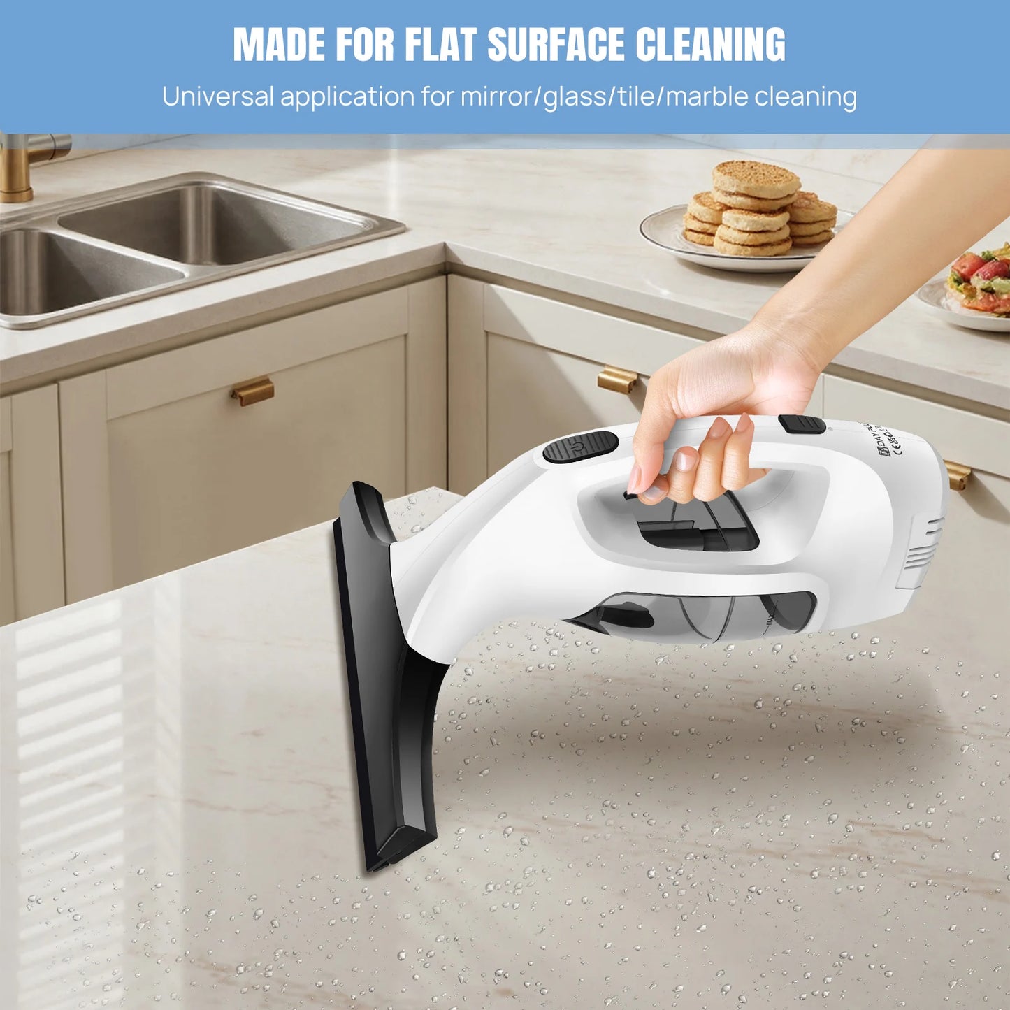 Cordless Window Vac, Electric Squeegee Window Streak-Free Cleaning, Condensation Removal, 50 min Running Time, Compact Portable