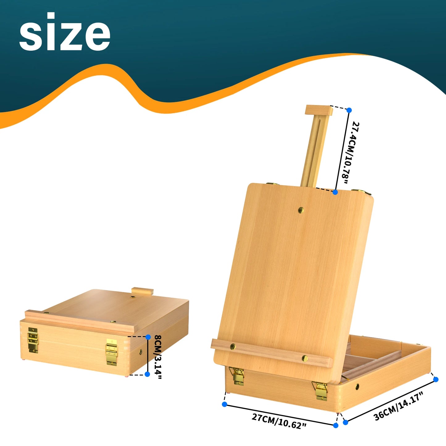 Wooden Tabletop Easel with Storage Drawers – Foldable Artist Easel Box