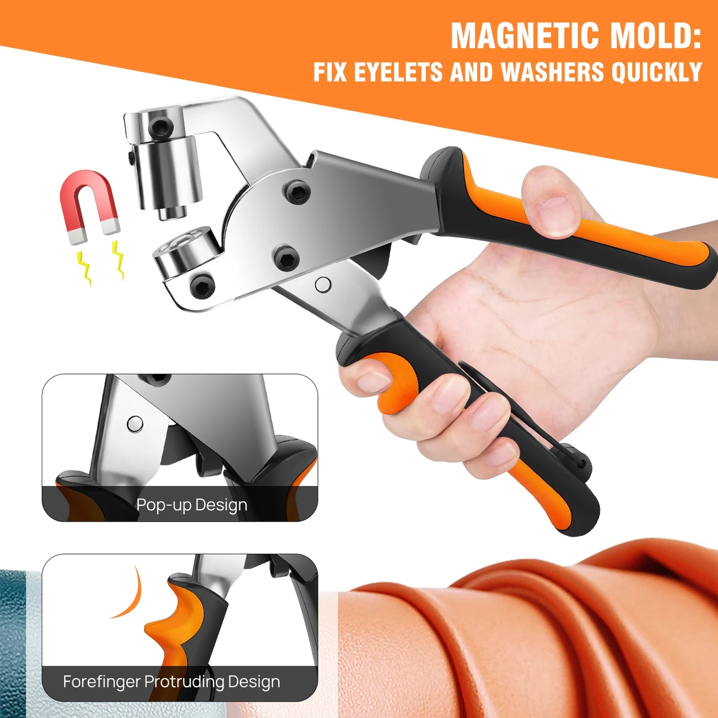 Heavy Duty Grommet Tool Kit, 500 pcs 3/8 Inch 10mm Grommets, Grommet Kit, Eyelet Tool, Punching Machine for Tarp, Fabric, Banner