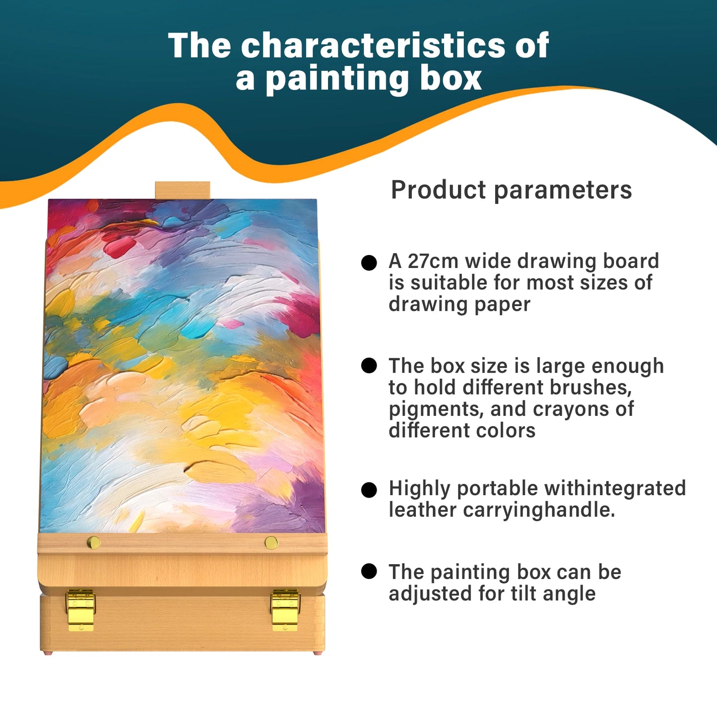 Wooden Tabletop Easel with Storage Drawers – Foldable Artist Easel Box