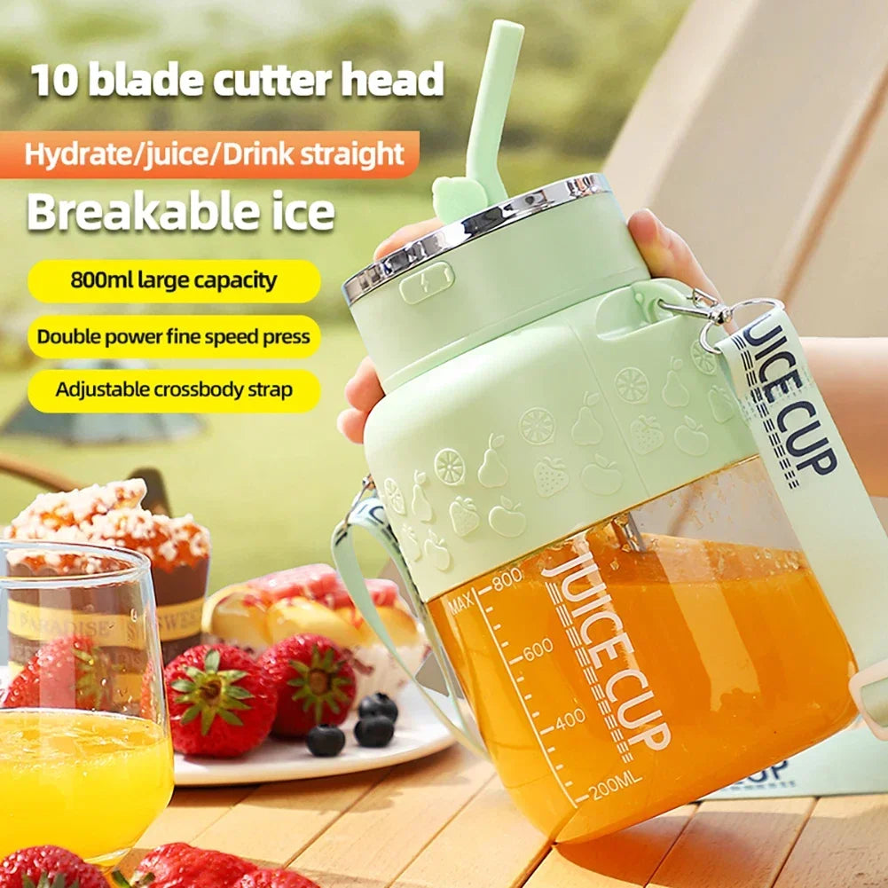 2025 800ML High-capacity Electric Blenders 6/12 Blades 1200mah Juice Maker Blender Cup Smoothies/Ice Fruits/Nuts Blender Bottle